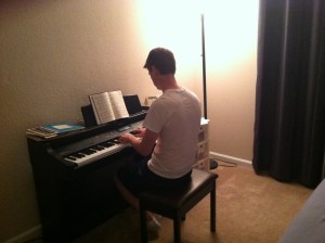 Pee-Tah serenading me from the Methodist Hymnal